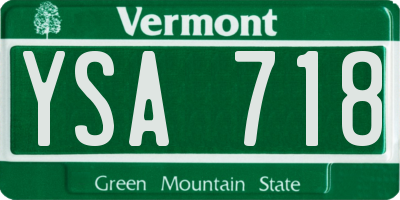 VT license plate YSA718