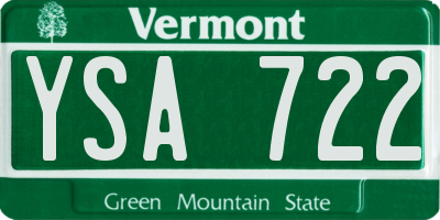 VT license plate YSA722
