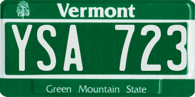 VT license plate YSA723