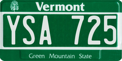 VT license plate YSA725