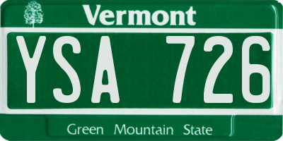 VT license plate YSA726