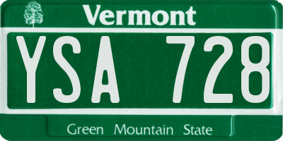 VT license plate YSA728