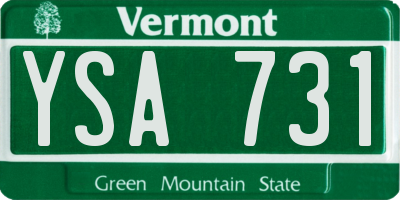 VT license plate YSA731