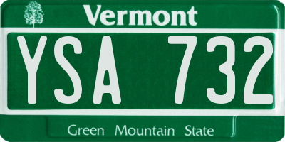 VT license plate YSA732