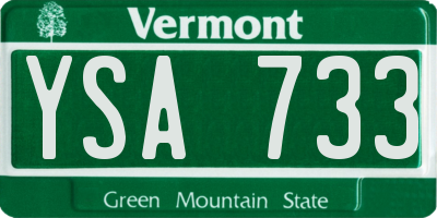 VT license plate YSA733