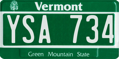 VT license plate YSA734