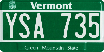VT license plate YSA735