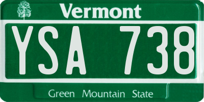 VT license plate YSA738