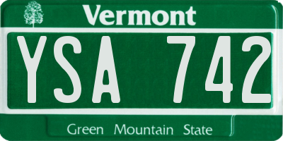 VT license plate YSA742