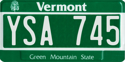 VT license plate YSA745