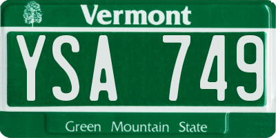 VT license plate YSA749
