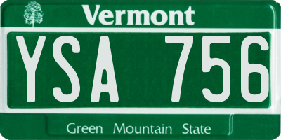 VT license plate YSA756