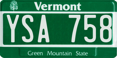 VT license plate YSA758