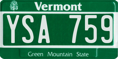 VT license plate YSA759