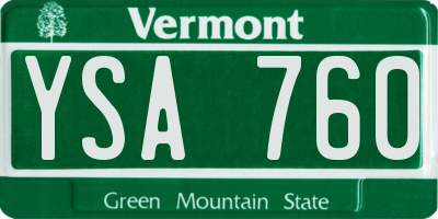 VT license plate YSA760