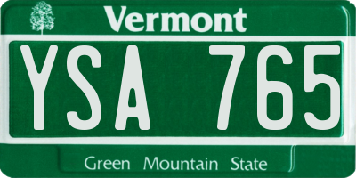 VT license plate YSA765
