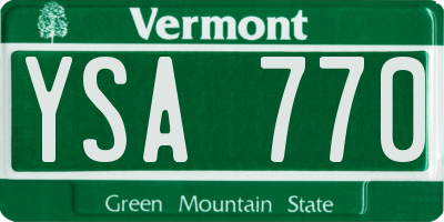 VT license plate YSA770