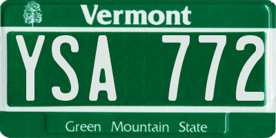 VT license plate YSA772