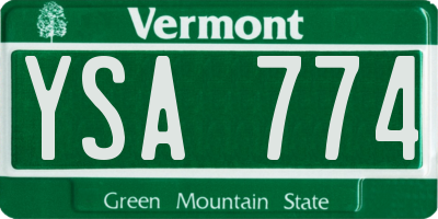 VT license plate YSA774