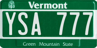 VT license plate YSA777