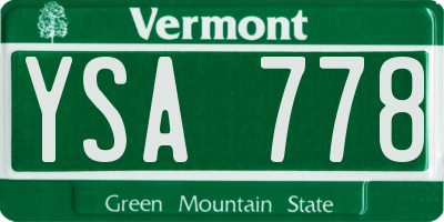 VT license plate YSA778