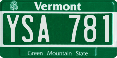 VT license plate YSA781