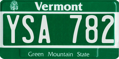 VT license plate YSA782