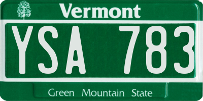 VT license plate YSA783