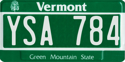 VT license plate YSA784
