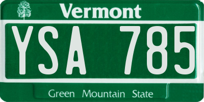 VT license plate YSA785