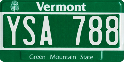 VT license plate YSA788