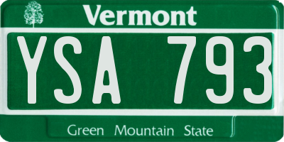 VT license plate YSA793