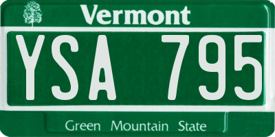 VT license plate YSA795