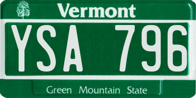 VT license plate YSA796