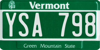 VT license plate YSA798