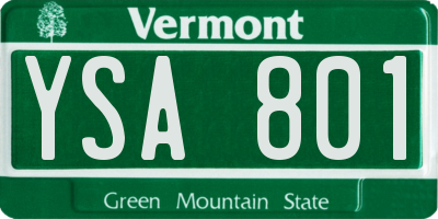 VT license plate YSA801