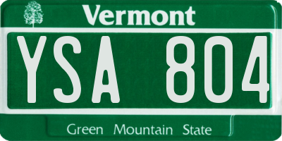VT license plate YSA804