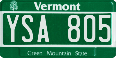 VT license plate YSA805