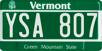 VT license plate YSA807