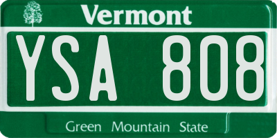 VT license plate YSA808