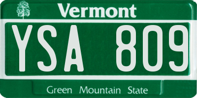 VT license plate YSA809