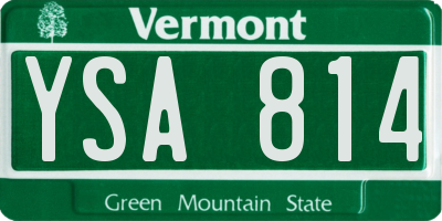 VT license plate YSA814
