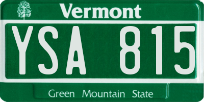 VT license plate YSA815