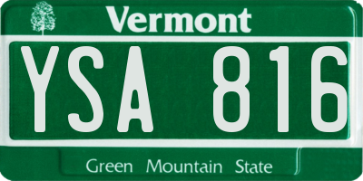 VT license plate YSA816
