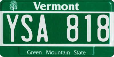 VT license plate YSA818