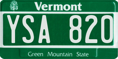 VT license plate YSA820