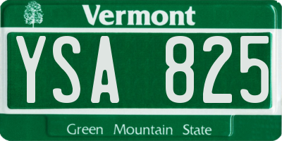 VT license plate YSA825