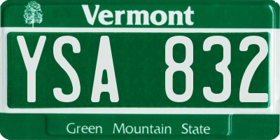VT license plate YSA832