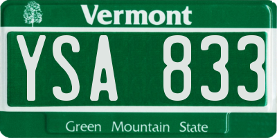 VT license plate YSA833