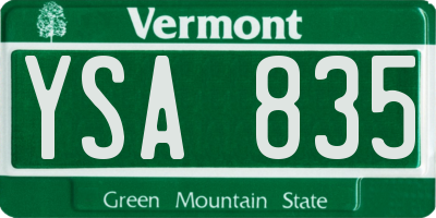 VT license plate YSA835